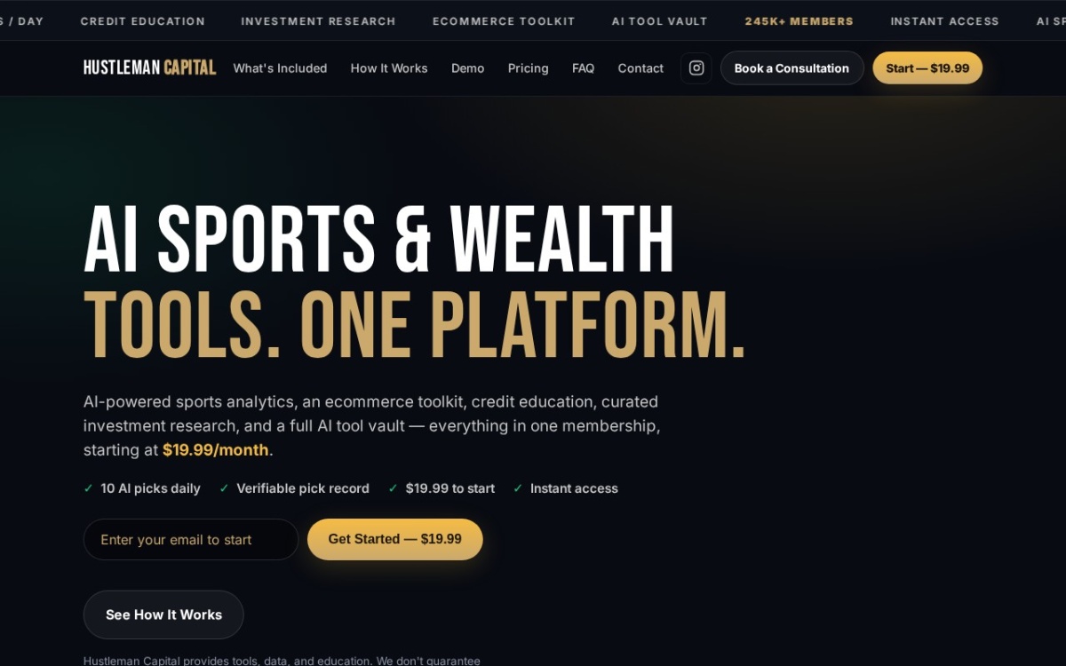 Hustleman Capital — front page